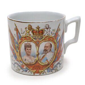 Antique 1902 King Edward VII & Queen Alexandra Coronation Mug - Hemel Hempstead
